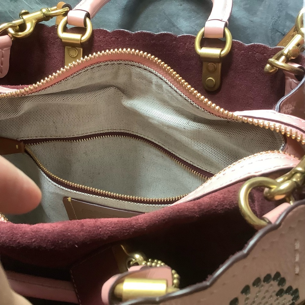 Coach Embellished Pink Leather Satchel - Picture 11 of 12